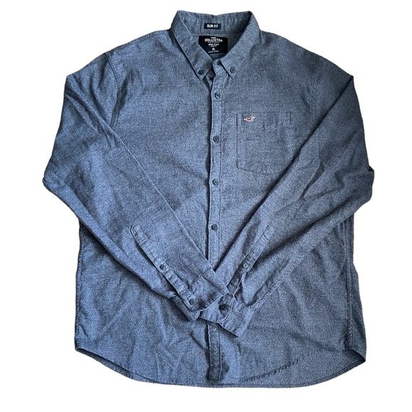 Hollister Men’s Slim Fit Epic Flex Stretch Gray Casual Button Down Shirt, XL - Picture 6 of 11